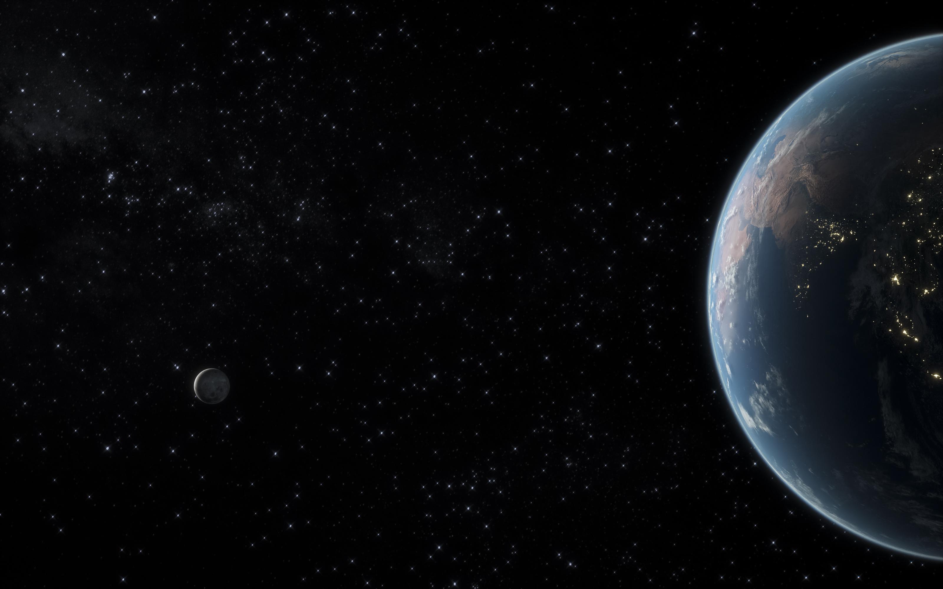 Space background with Earth and stars